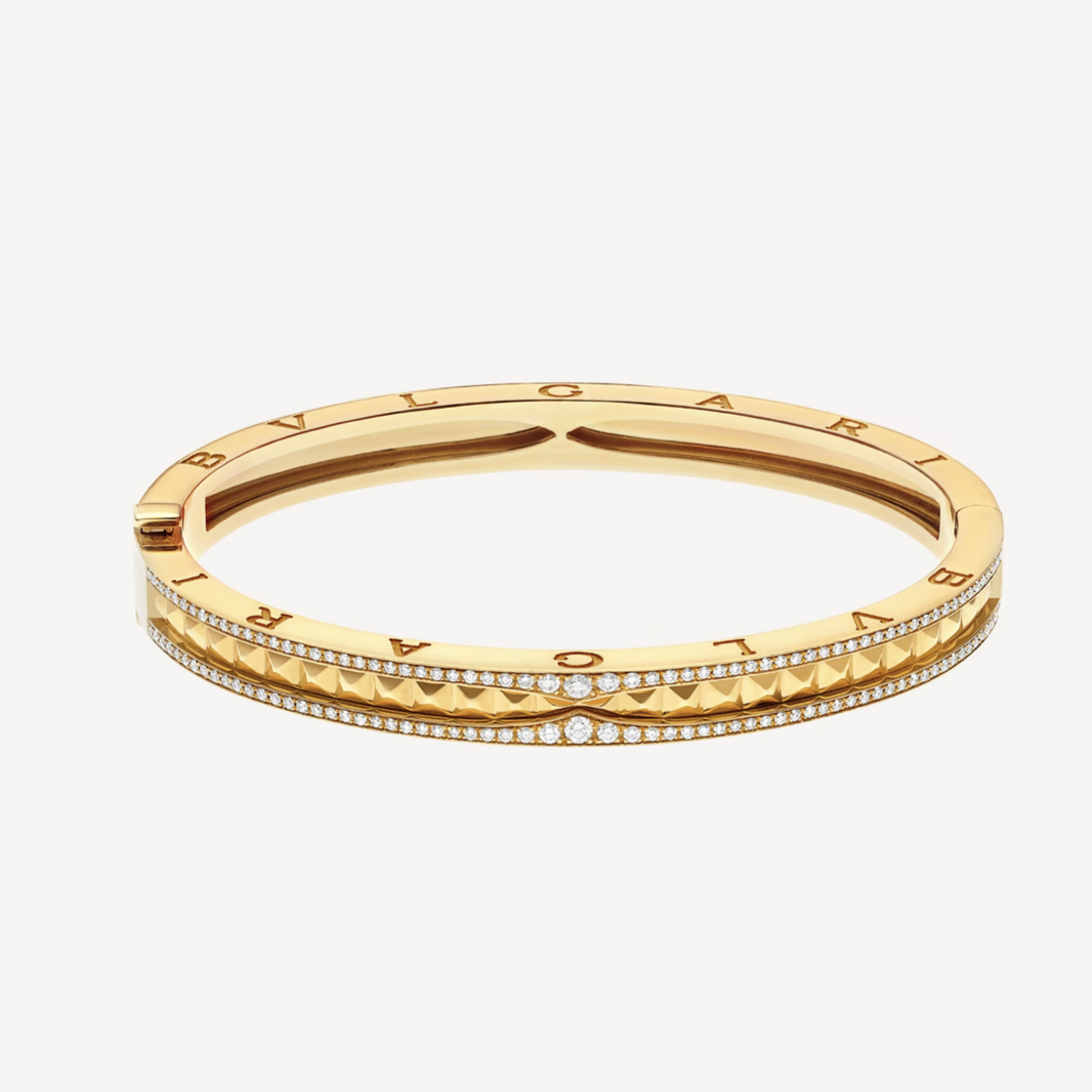 [Amore Jewelry]ZERO 1 SPIRAL AND PAVED DIAMOND GOLD BRACELET