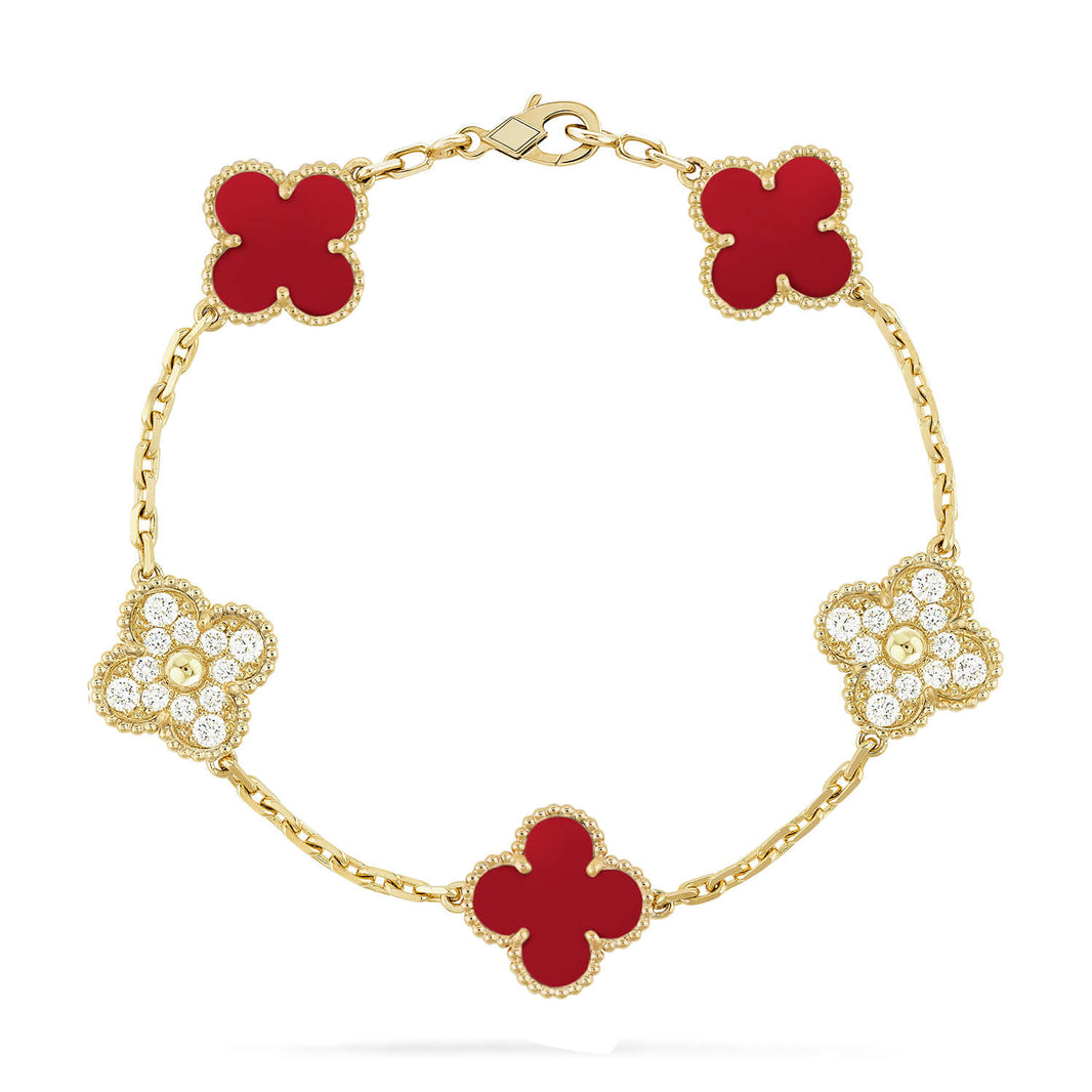 [Amore Jewelry] CLOVER 5 MOTIF RED CORNELIAN BRACELET COLLECTION