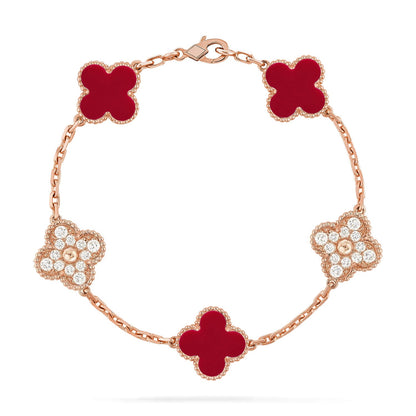 [Amore Jewelry] CLOVER 5 MOTIF RED CORNELIAN BRACELET COLLECTION