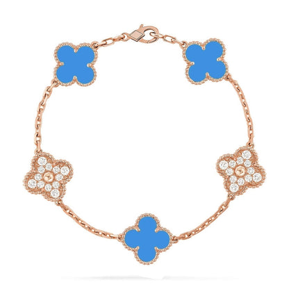 [Amore Jewelry] CLOVER 5 MOTIF BLUE AGATE BRACELET COLLECTION