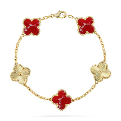 [Amore Jewelry]CLOVER 5 MOTIF RED PATTERN BRACELET COLLECTION