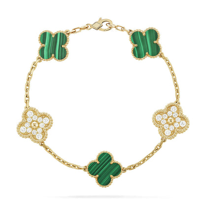 [Amore Jewelry] CLOVER 5 MOTIF MALACHITE BRACELET COLLECTION