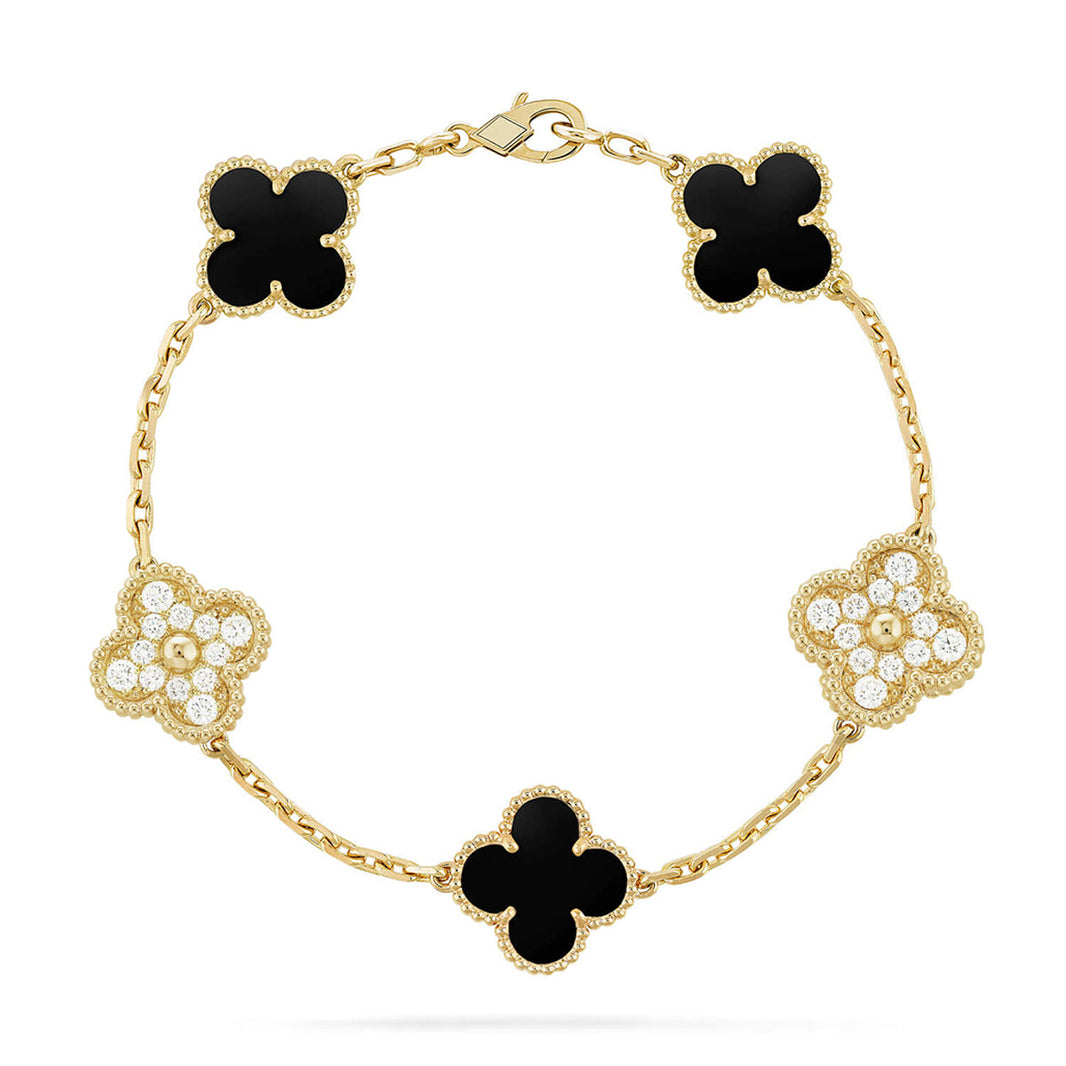 [Amore Jewelry] CLOVER 5 MOTIF ONYXS BRACELET COLLECTION