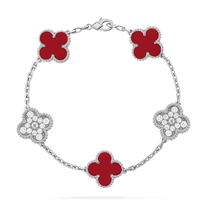 [Amore Jewelry] CLOVER 5 MOTIF RED CORNELIAN BRACELET COLLECTION