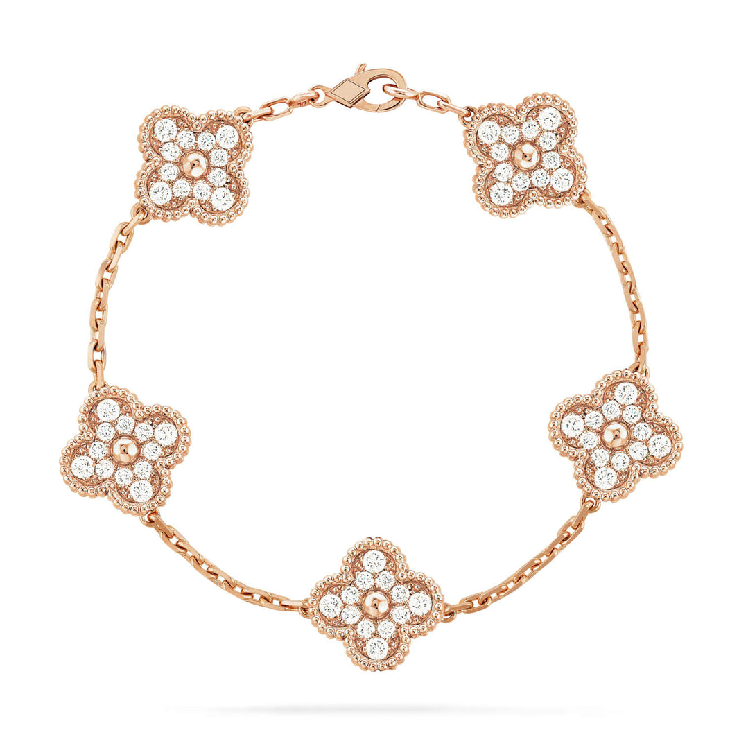 [Amore Jewelry] CLOVER 5 MOTIF FULL DIAMOND BRACELET COLLECTION