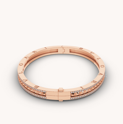 [Opulent Aurora]ZERO 1 SPIRAL AND PAVED DIAMOND PINK GOLD BRACELET