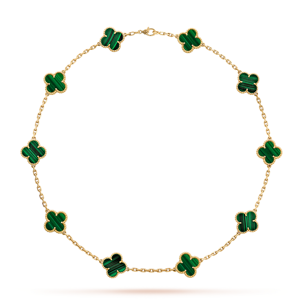 [Amore Jewelry]CLOVER 10 MOTIFS MALACHITE NECKLACE
