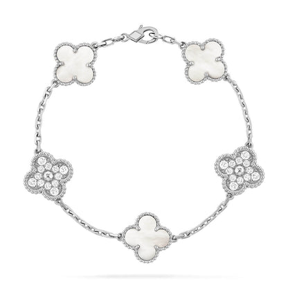 [Amore Jewelry]CLOVER WHITE PEARL MOP 5 MOTIF BRACELET COLLECTION