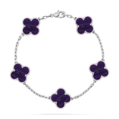 [Amore Jewelry]CLOVER 5 MOTIF PURPLE STRIPES BRACELET COLLECTION