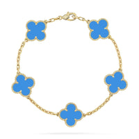 [Amore Jewelry] CLOVER 5 MOTIF BLUE AGATE BRACELET COLLECTION