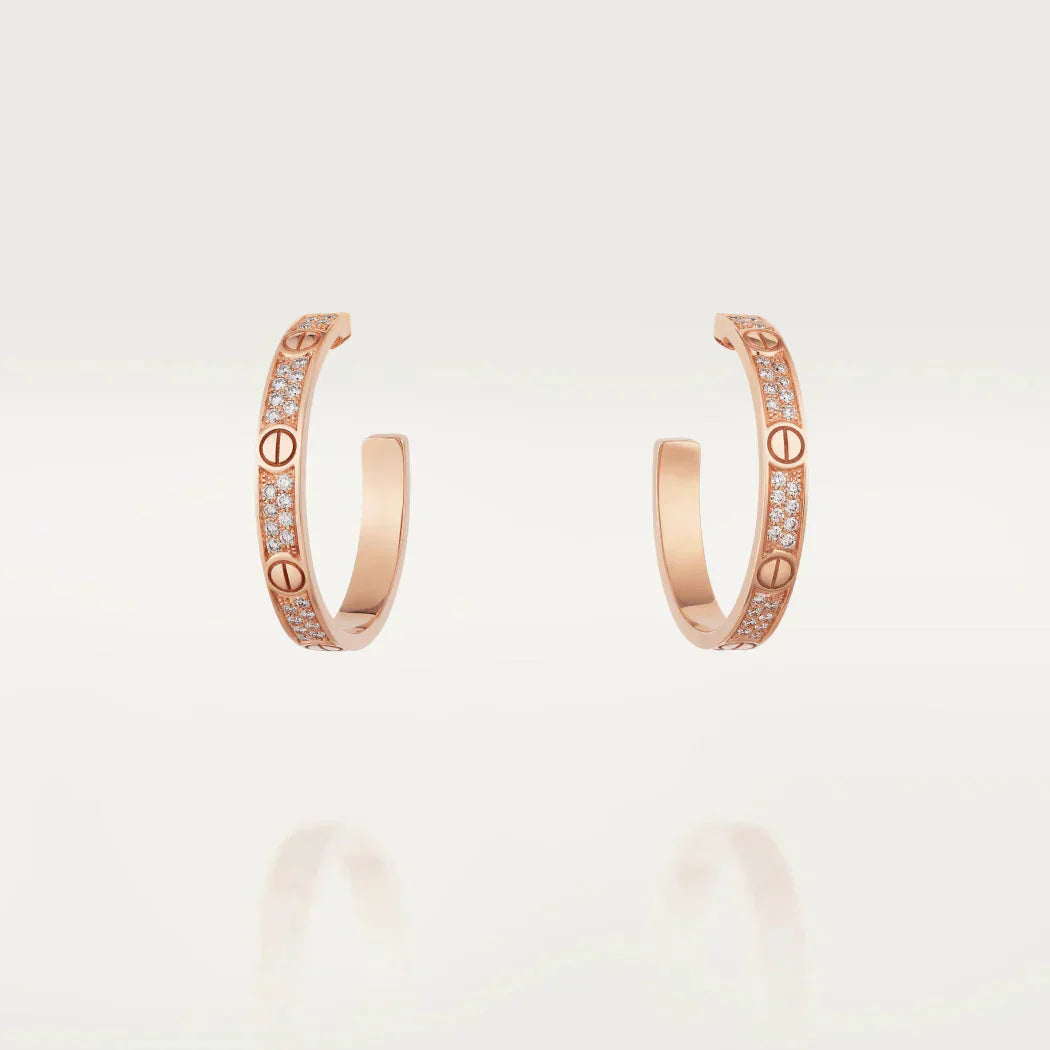 [Amore Jewelry]LOVE DIAMOND PINK GOLD HOOP EARRINGS