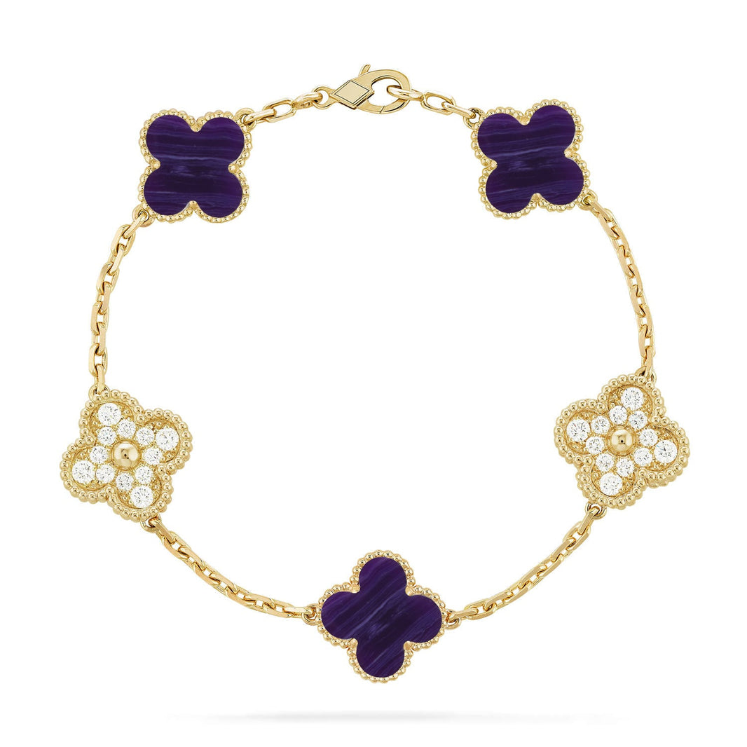 [Amore Jewelry]CLOVER 5 MOTIF PURPLE STRIPES BRACELET COLLECTION