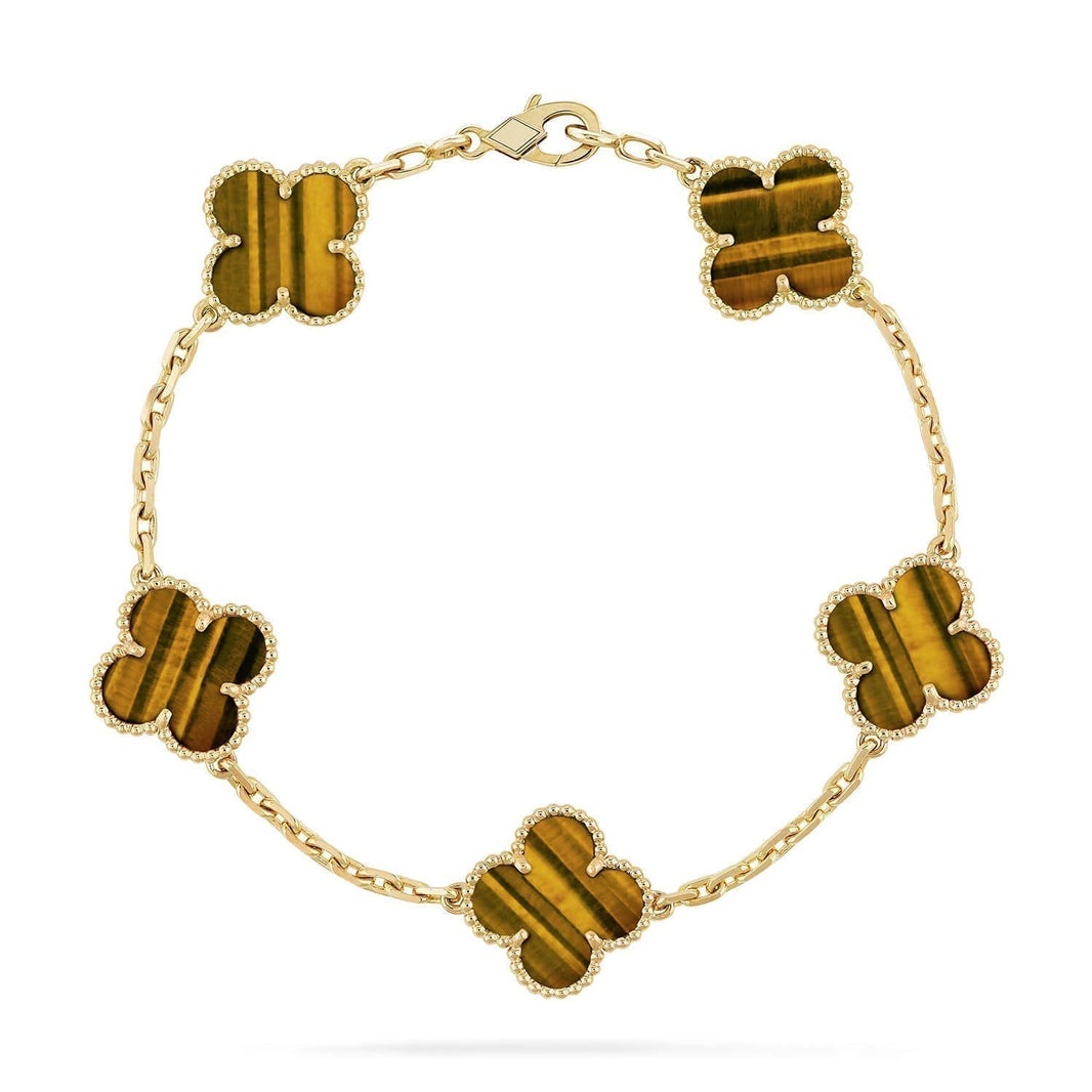 [Amore Jewelry]CLOVER  5 MOTIFS TIGER EYE BRACELET