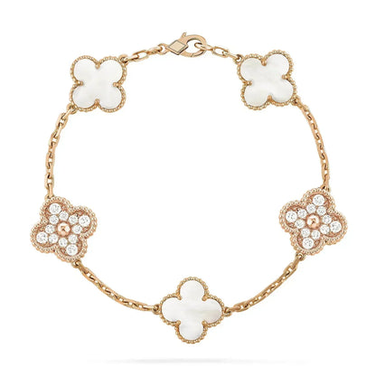 [Amore Jewelry]CLOVER BRACELET 5 MOTIF WHITE MOP DIAMOND