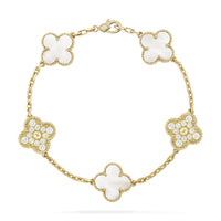 [Amore Jewelry]CLOVER BRACELET 5 MOTIF WHITE MOP DIAMOND