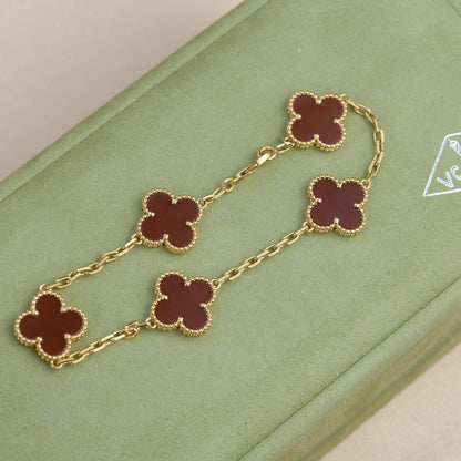 [Amore Jewelry]CLOVER 5 MOTIFS RED AGATE  BRACELET