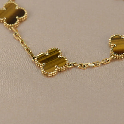 [Amore Jewelry] CLOVER 5 MOTIFS TIGER EYE BRACELET COLLECTION