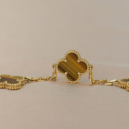 [Amore Jewelry]CLOVER  5 MOTIFS TIGER EYE BRACELET
