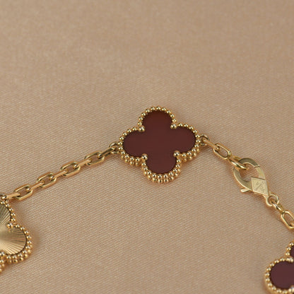 [Amore Jewelry]CLOVER  5 MOTIFS CARNELIAN GOLD BRACELET
