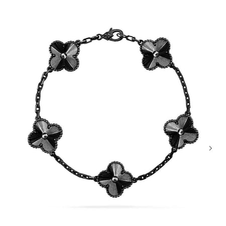 [Amore Jewelry]CLOVER 5 MOTIF BLACK BRACELET