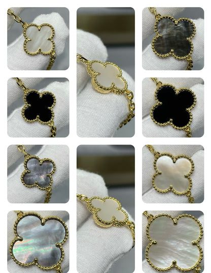 [Amore Jewelry]CLOVER 16 MOTIF CHALCEDONY MOP Gold NECKLACE