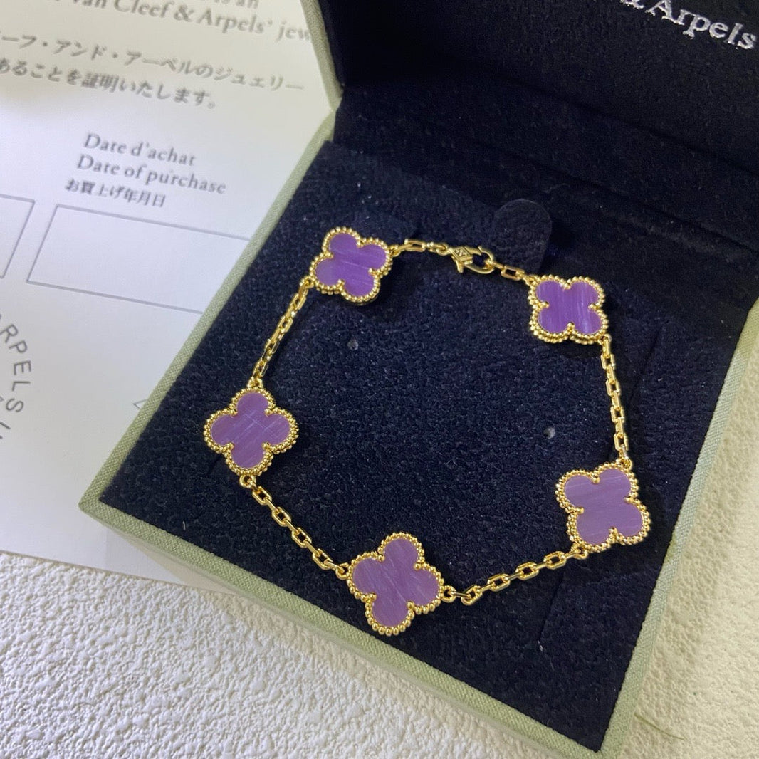 [Amore Jewelry]CLOVER  5 MOTIFS  PURPLE VIOLET BRACELET