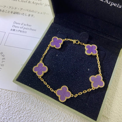 [Luxe Jewelry]CLOVER  5 MOTIFS  PURPLE VIOLET BRACELET