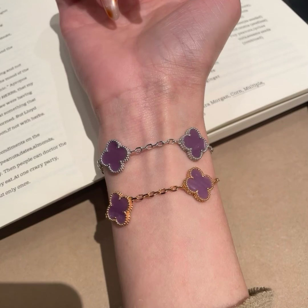 [Luxe Jewelry]CLOVER  5 MOTIFS  PURPLE VIOLET BRACELET