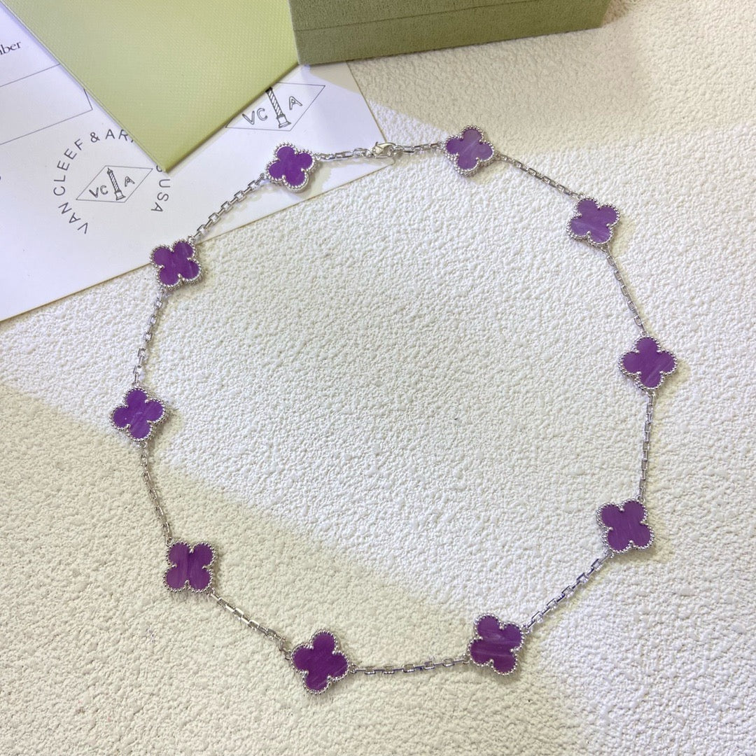 [Opulent Aurora]CLOVER 10 MOTIFS  PURPLE VIOLET  NECKLACE