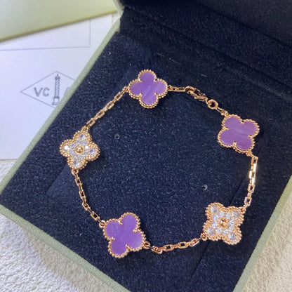 [Amore Jewelry] CLOVER 5 MOTIF VIOLET BRACELET COLLECTION