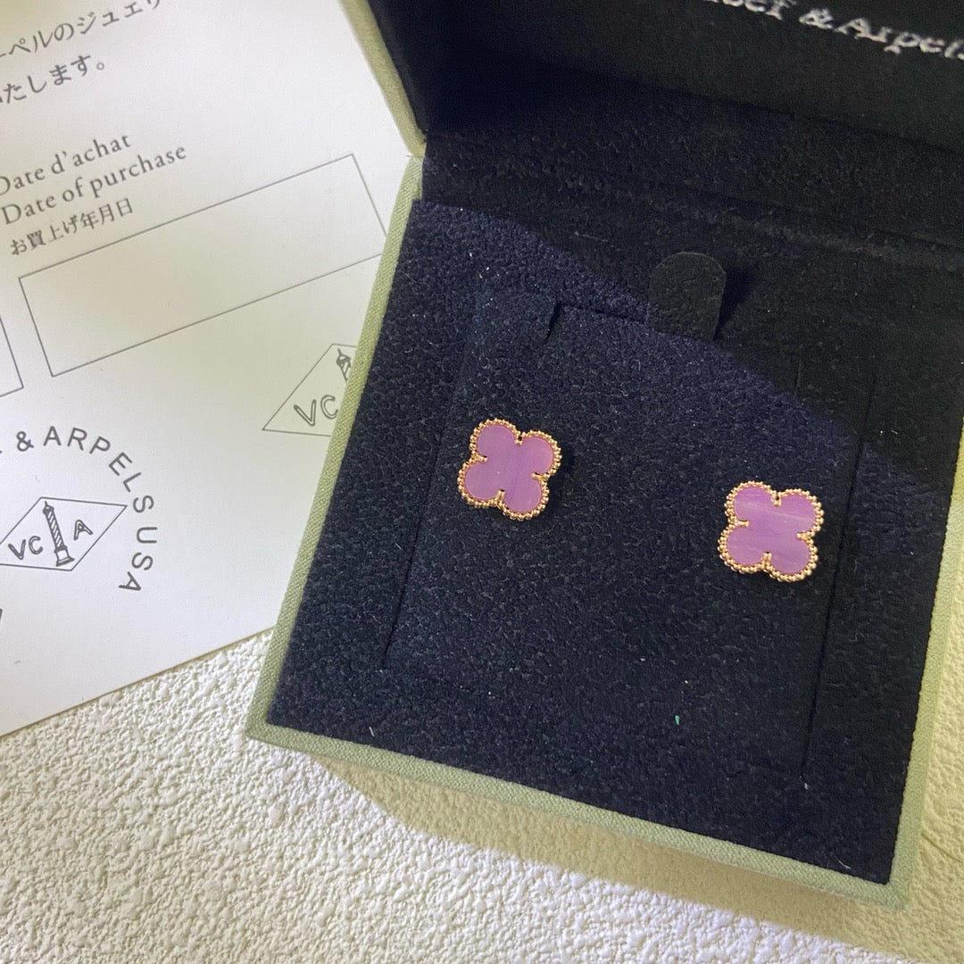 [Opulent Aurora]CLOVER MINI 9.5MM  PURPLE VIOLET EARRINGS