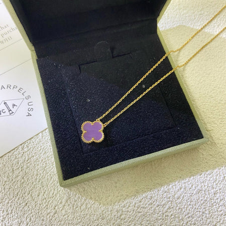 [Amore Jewelry]CLOVER 15MM  PURPLE VIOLET NECKLACE