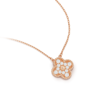 [Opulent Aurora]CLOVER 15MM DIAMOND SINGLE FLOWER NECKLACE