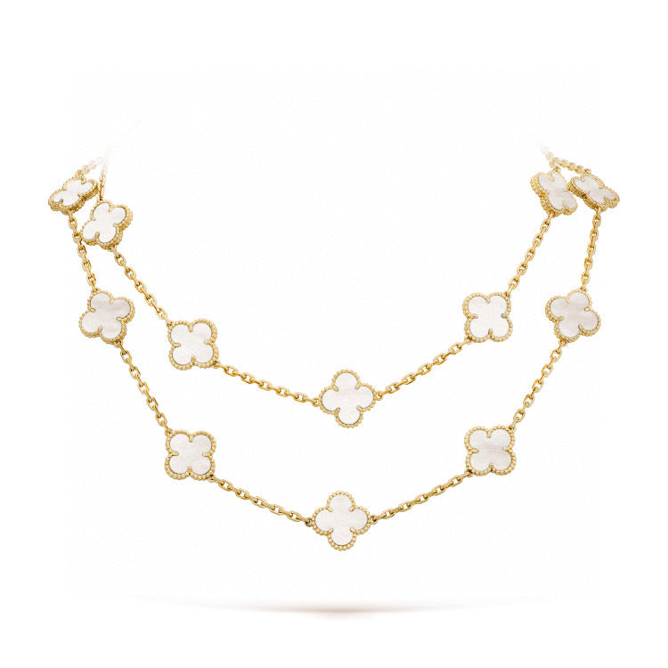 [Amore Jewelry]CLOVER 20 MOTIFS WHITE MOP NECKLACE