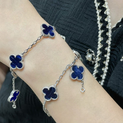 [Amore Jewelry]CLOVER 5 MOTIF PIETERSITE SILVER BRACELET