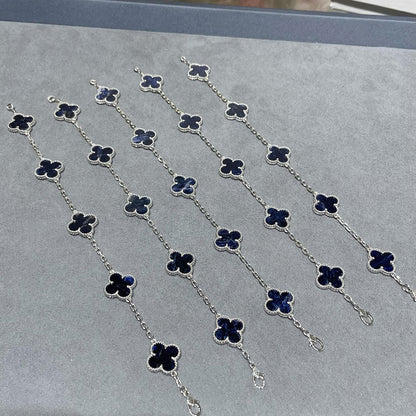 [Amore Jewelry]CLOVER 5 MOTIF PIETERSITE SILVER BRACELET