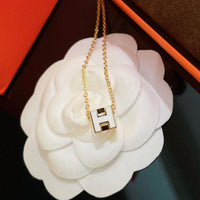 [Amore Jewelry]H WHITE SQUARE GOLD NECKLACE