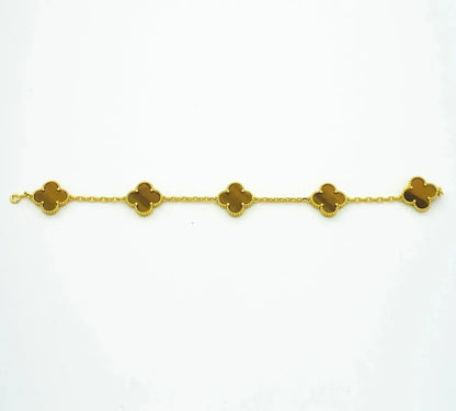 [Amore Jewelry] CLOVER 5 MOTIFS TIGER EYE BRACELET COLLECTION