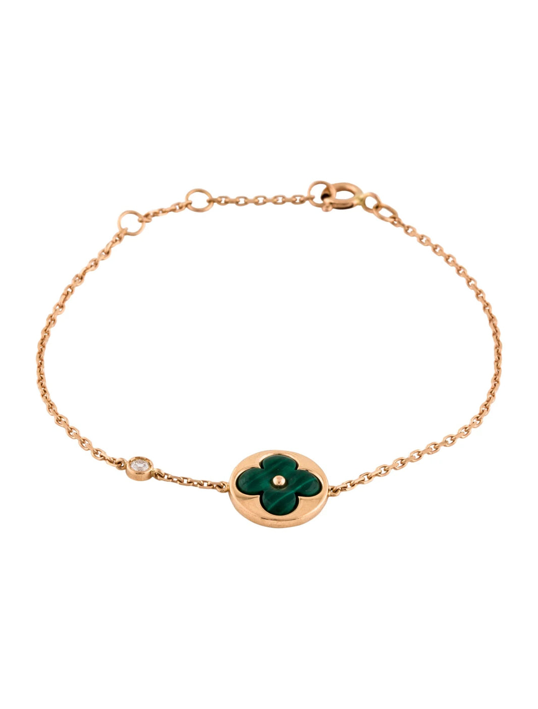 [Amore Jewelry]SUN MALACHITE 1 DIAMOND PINK GOLD BRACELET