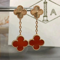 [Amore Jewelry]CLOVER 2 MOTIF  LASER CARNELIAN EARRINGS