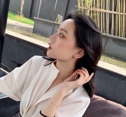 [Opulent Aurora]JEUX DE WHITE MOP PINK GOLD DIAMOND EARRINGS