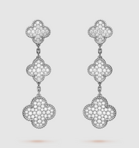 [Amore Jewelry]CLOVER 3 MOTIF DIAMOND SILVER DROP EARRINGS