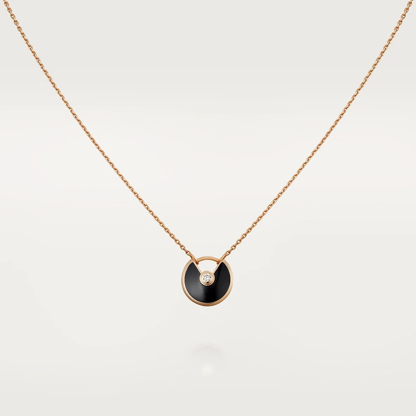 [Amore Jewelry]AMULETTE ROSE GOLD ONYX NECKLACE
