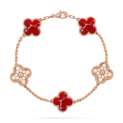 [Amore Jewelry]CLOVER 5 MOTIF RED PATTERN BRACELET COLLECTION