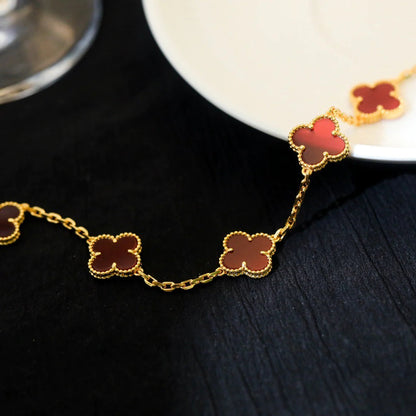 [Amore Jewelry]CLOVER 5 MOTIFS RED AGATE  BRACELET