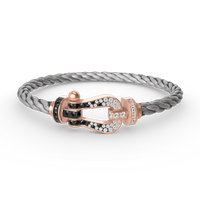 [Amore Jewelry]FORCE LARGE HORSESHOE BLACK WHITE DIAMOND BRACELET ROSE GOLD