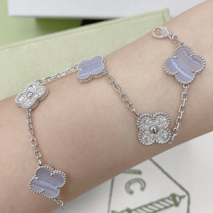 [Amore Jewelry] CLOVER 5 MOTIF PURPLE CHALCEDONY BRACELET COLLECTION