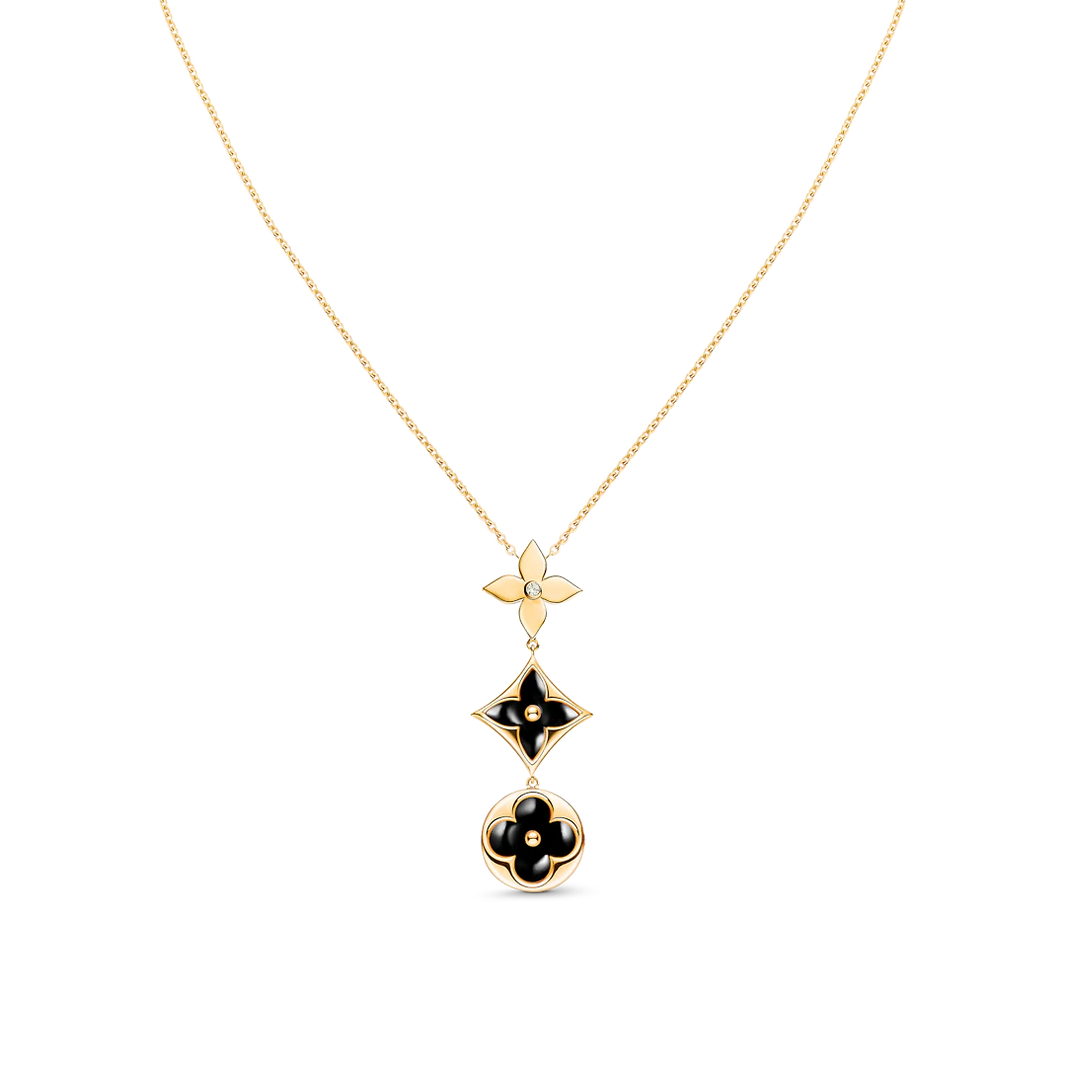 [Amore Jewelry]STAR AND SUN ONYX PINK GOLD NECKLACE