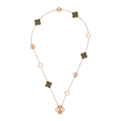 [Amore Jewelry]DETACHABLE CLOVER 15(11+4) FLOWER ROSE GOLD NECKLACE SET