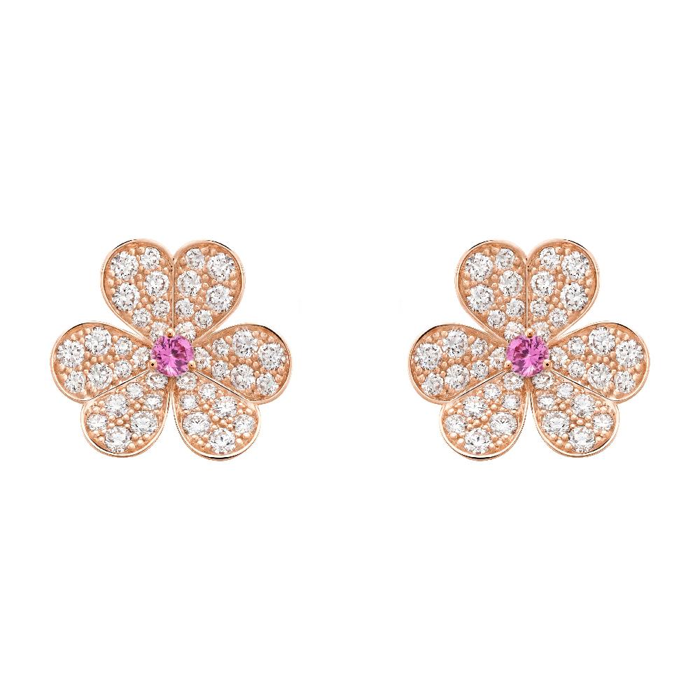 [Opulent Aurora]FRIVOLE PINK GOLD FLOWER DIAMOND EARRINGS